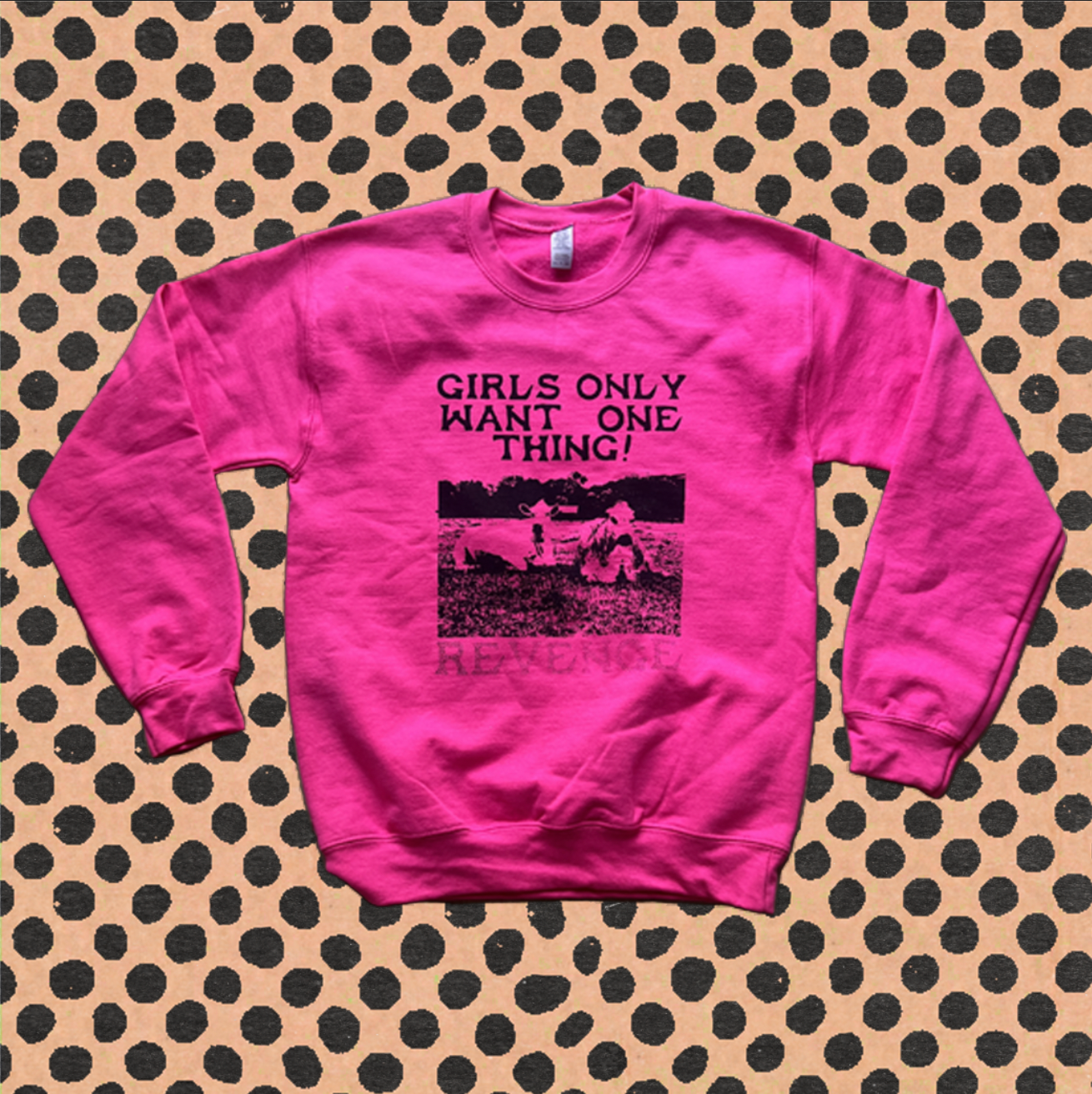 REVENGE hot pink crewneck sweater